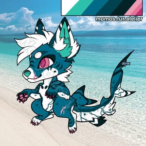 Fox Shark Fish Teal Adopt Character Design Adopt Adoptable Furry Artwork Reference Sheet Sona Fursona Fursuit Friendly OC Ref Sheet Canine
