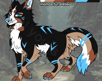 Berner sennenhund-inspirerad karaktärsdesign Adoptera adopterbar pälskling Referensblad Sona Fursona Pälsdräktsvänlig OC Ref Hon