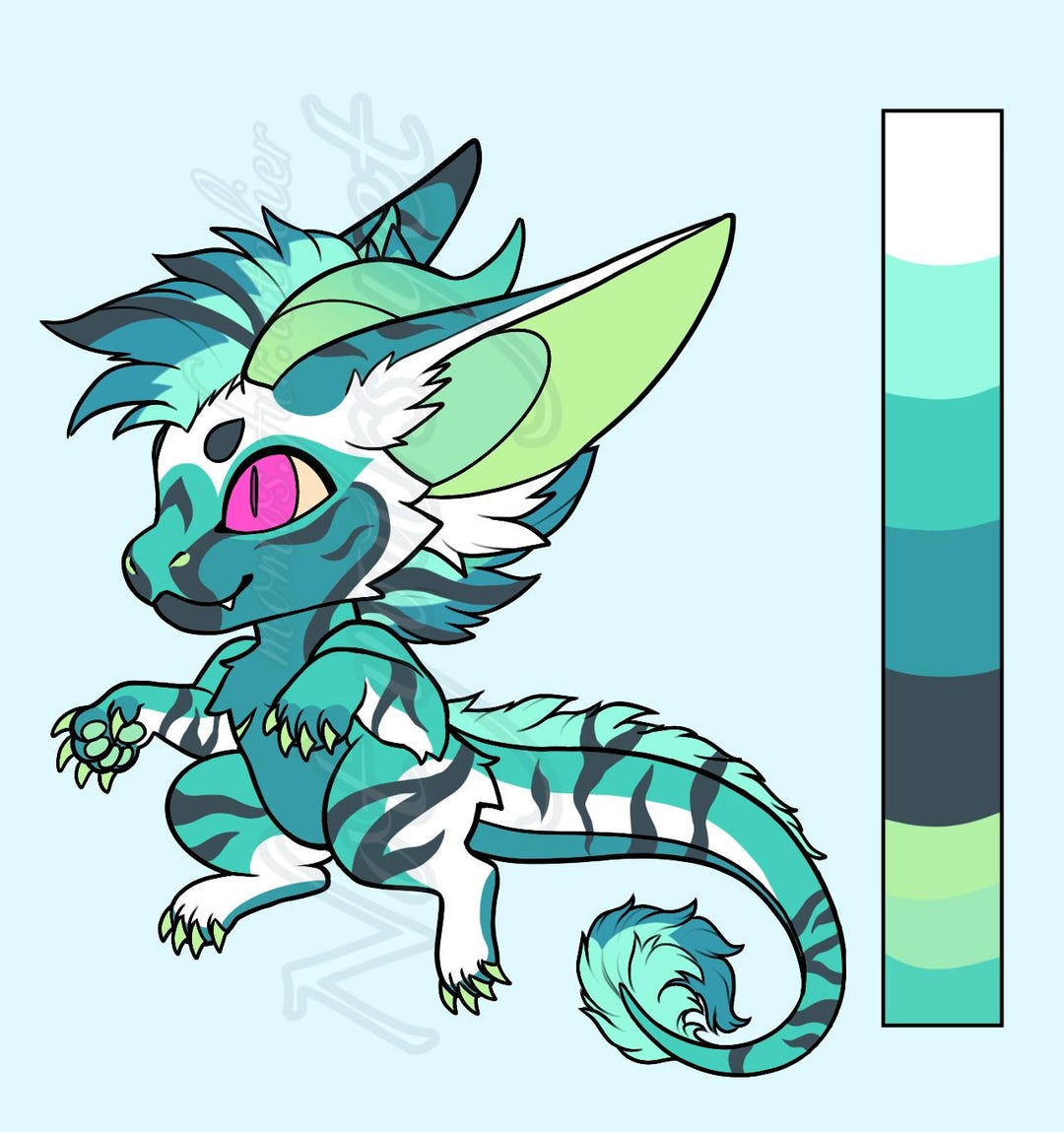 Cyan Blue Striped Dragon Fursona Adopt Adoptable Furry Furries Artwork ...