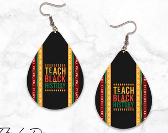 Black History Earrings PNG Sublimation Design, Teardrop Earrings, Digital Download