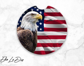Sottobicchieri per auto PNG, disegni American Flag Eagle sottobicchiere per auto png, regali per lui, sottobicchieri per tazze per auto, png di sublimazione, download digitale