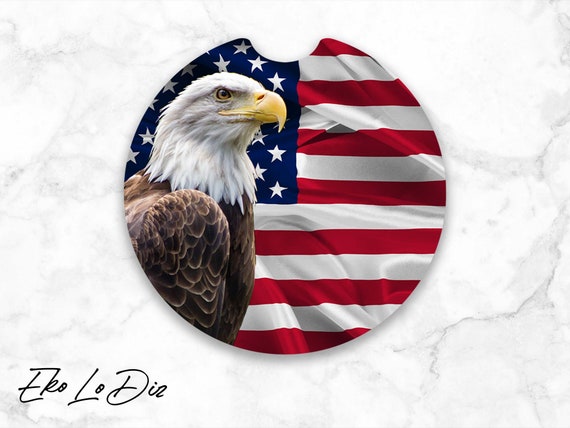 Car coasters PNG, American Flag Eagle designs car coaster png, gifts for him, Car cup coasters, Sublimation png, Digital download