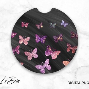 Porta-copos de carro PNG, design de sublimação de porta-copos de carro de borboletas PNG, presentes para ele ou presentes para ela, porta-copos de carro, download digital