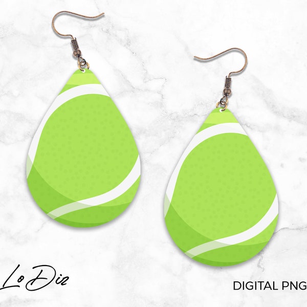 Tennis Ball Design Teardrop Earring PNG, Sublimation Png, Sublimation Designs Downloads, Digital Download