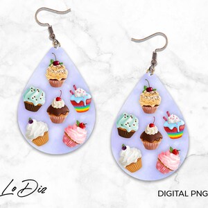 Desserts Cupcakes, Macaroons, Cake Sublimation Earring Designs Template PNG, Instant Digital Download Earring Blanks Design