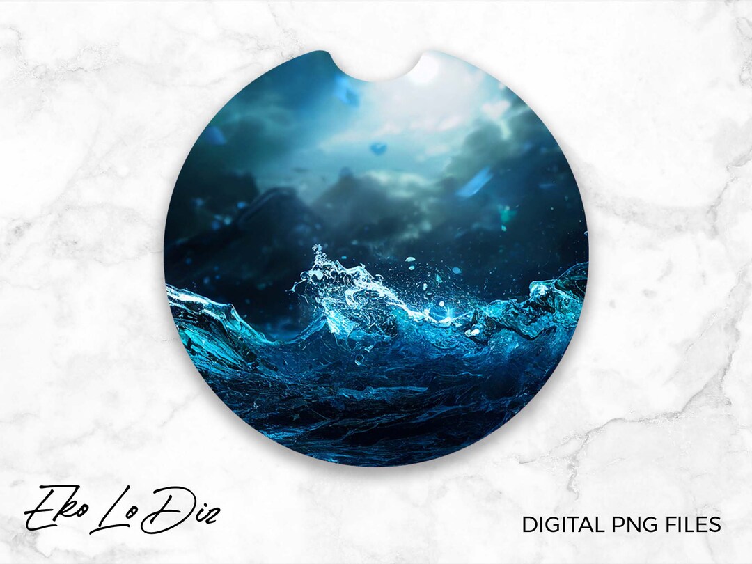 Car Coasters PNG, Water Splash Car Coasters Sublimation Design PNG, Car