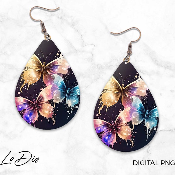 Elegant Butterflies Sublimation Designs Downloads - Teardrop Earrings Women's Jewelry