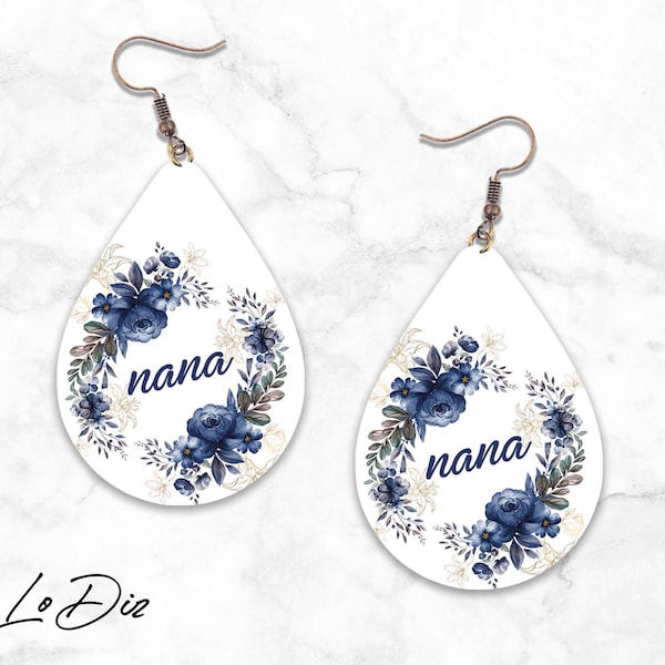 Flower Earrings PNG Sublimation Design, Nana gift Teardrop Earrings Png, Flower girl gifts Png file Digital Download