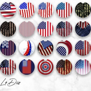 Car coasters PNG Bundle American Flag designs car coaster png gifts him or gifts for her Car cup coasters Sublimation png Digital download