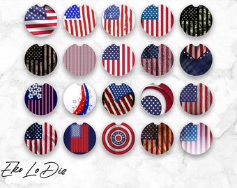 Car coasters PNG Bundle American Flag designs car coaster png gifts him or gifts for her Car cup coasters Sublimation png Digital download