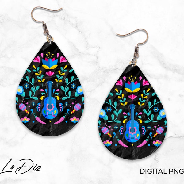 Mexican Design Teardrop Earring PNG, Sublimation Png, Sublimation Designs Downloads, Digital Download