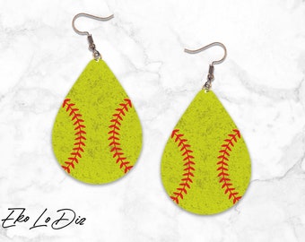 Softball Earrings PNG Sublimation Design, Softball Teardrop Earrings Png, Softball earrings Png file Digital Download