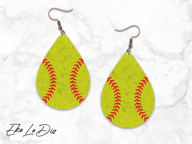 Softball Boucles d'oreilles PNG Sublimation Design, Softball Teardrop Boucles d'oreilles Png, Softball boucles d'oreilles Png fichier Téléchargement numérique image 1