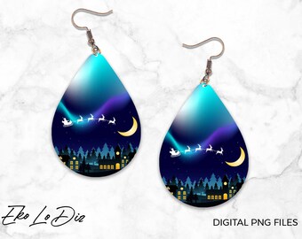 Boucle d’oreille Noël Noël Teardrop, Drôle de noëlDesign, Sublimation Png, Sublimation Designs Téléchargements, Cadeau pour elle, Téléchargement numérique