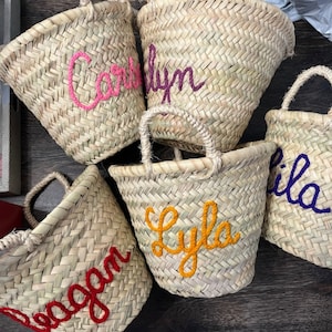 Personalized Straw Basket: Handwoven Palm Leaf Gift Basket