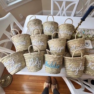 Wholesale Straw personalized basket, bachelorette party bag, bridesmaid bag, Gift bag, wedding bags, birthday basket, Bridal shower bags