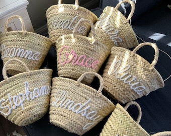 PERSONALIZED straw moroccan basket,bridal shower bags,customized straw bags,custom beach bag,straw tote,embroidered bags