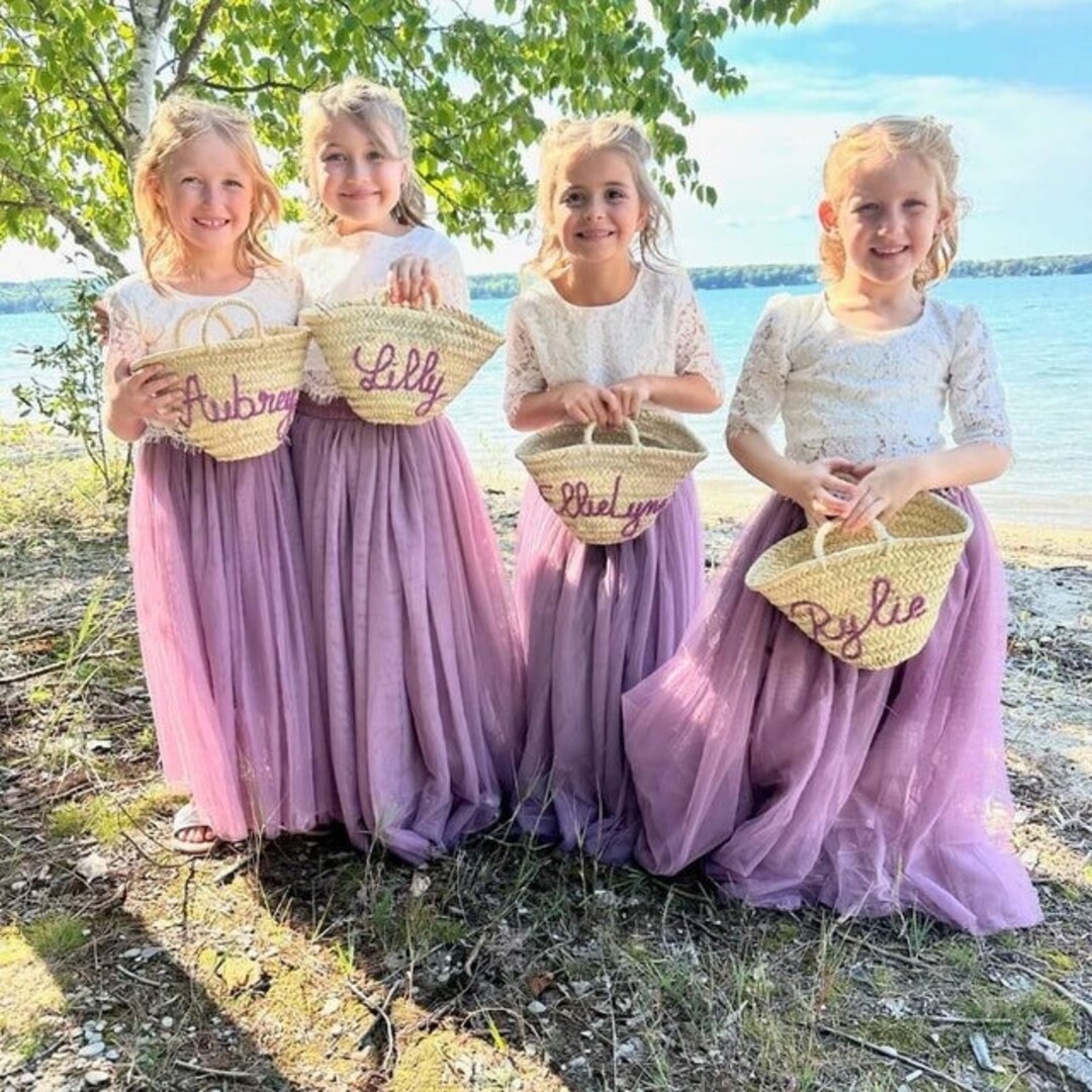 Personalized Flower Girl Basket, Kids Toddler Baskets, Birthday Girl