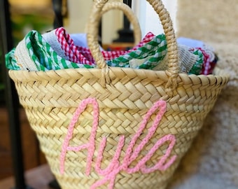 Personalized Straw Beach bag, Bachelorette Gift Bag with Name Large Beach Tote Custom Gift Bag Beach
