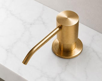 Unlacquered Brass Soap Dispenser, Built in Soap Dispenser For Kitchen Sink, In Sink Liquid Soap Dispenser