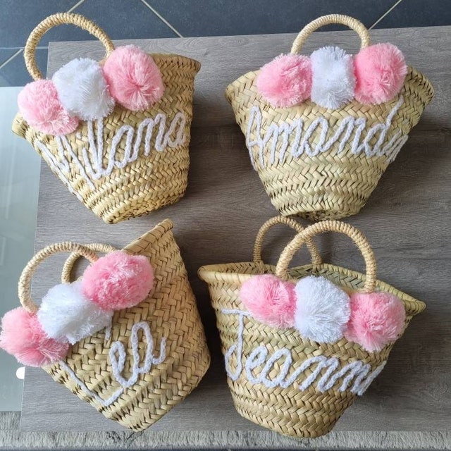 Personalized Mini Straw Basket: Embroidered Beach Bag, Bridal Gift