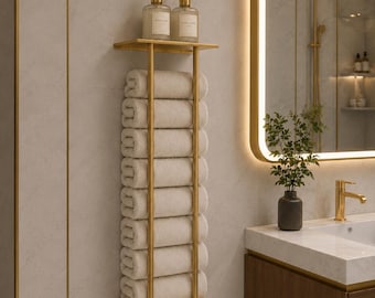 Antique Brass Towel Holder, Unlacquered Brass Towel Bar Rack With Vertical Rods
