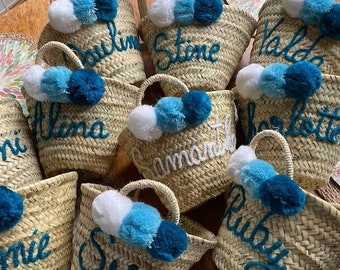 Personalized Straw Basket - Wholesale Bridal Shower Bags, Bachelorette Party Favors, and Bridesmaid Gift Bags