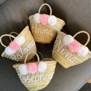 Personalized Straw Flower Girl Basket: Custom Wedding Favor Bag