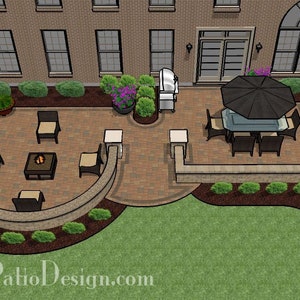 DIY Patio Plan with Two Seating Walls 705 Sq. Ft.