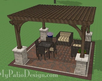 DIY 14' x 14' Pergola with Columns Plan