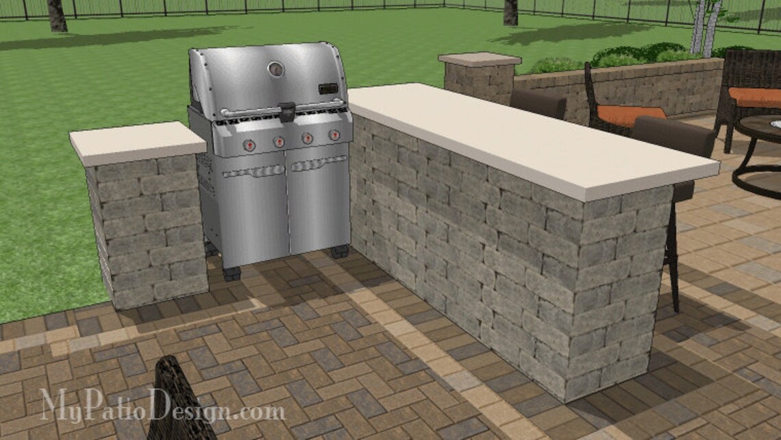 DIY Outdoor Grill Station With Bar Plan for 36 Grills Etsy