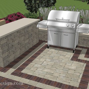 DIY Outdoor Grill Station with Bar Plan for 60&quot; Grills