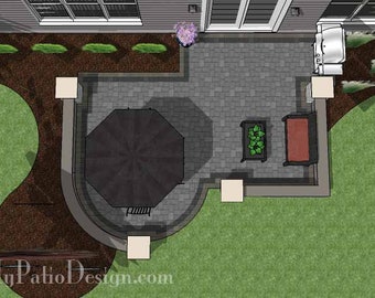 DIY Patio Plan with Two Seating Walls 380 Sq. Ft.