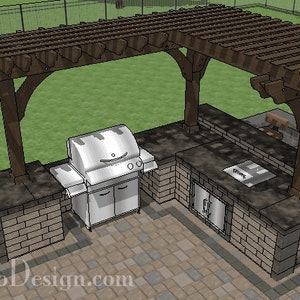 DIY Outdoor Kitchen Plan with Pergola