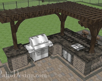 DIY Outdoor Kitchen Plan with Pergola
