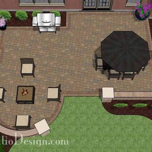 DIY Patio Plan with Two Seating Walls 670 Sq. Ft.