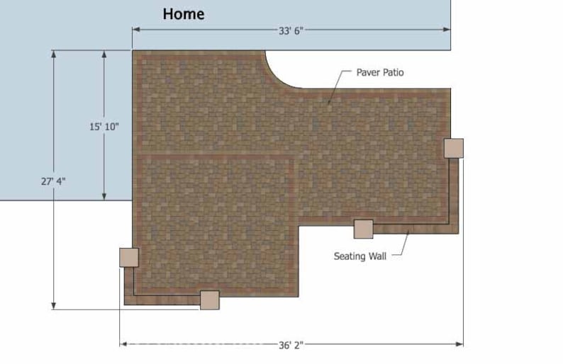 DIY Patio Plan With Two Seating Walls 680 Sq. Ft. Etsy