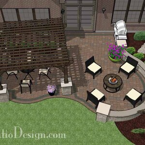 DIY Terrassenplan mit Sitzwand und Pergola 465 Sq. Ft.