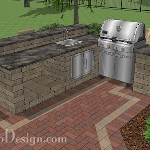 DIY Outdoor Kitchen Plan with Storage Box for 36" Grills