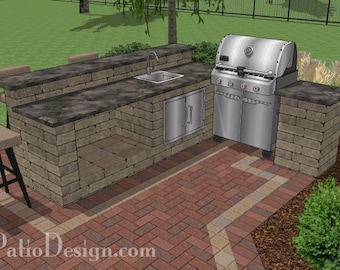 DIY Outdoor Kitchen Plan with Storage Box for 36" Grills
