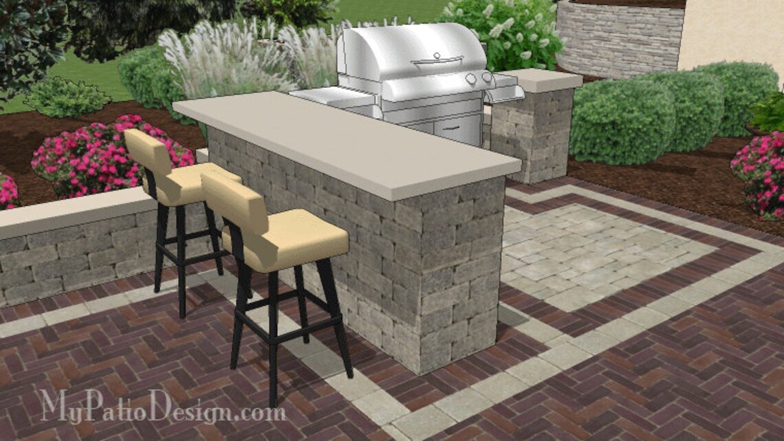 DIY Outdoor Grill Station With Bar Plan for 60 Grills Etsy