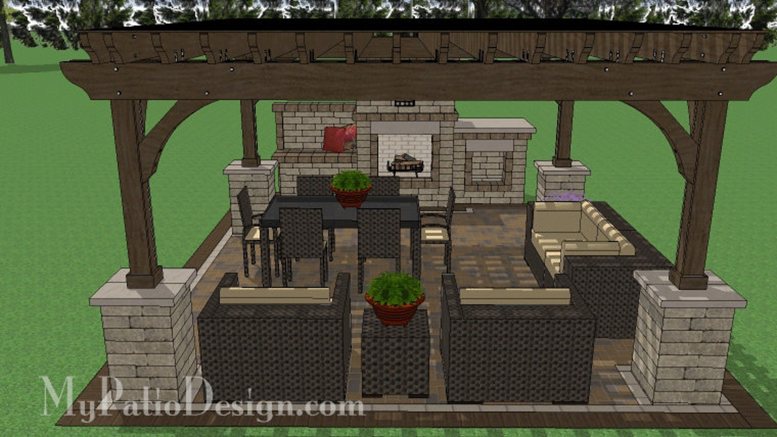 Diy 16 x 16 pergola with columns plan etsy