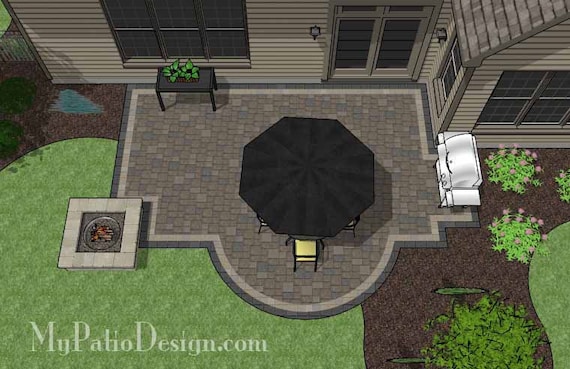 DIY Patio Plan With Fire Pit 400 Sq. Ft. | Etsy