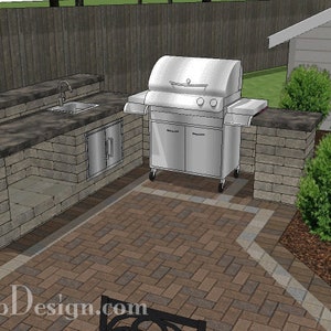 DIY Outdoor Kitchen Plan with Storage Box for 60&quot; Grills