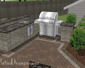 DIY Outdoor Kitchen Plan with Storage Box for 60" Grills