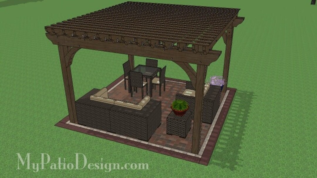 Diy 14 x 14 pergola plan etsy