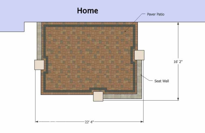 DIY Patio Plan With Two Seating Walls 300 Sq. Ft. Etsy