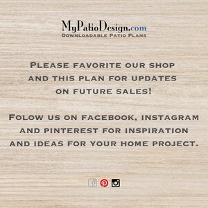 Please favorite our shop and this plan for updates on future sales! Follow us on Facebook, Instagram and Pinterest for inspiration and ideas for your home project.