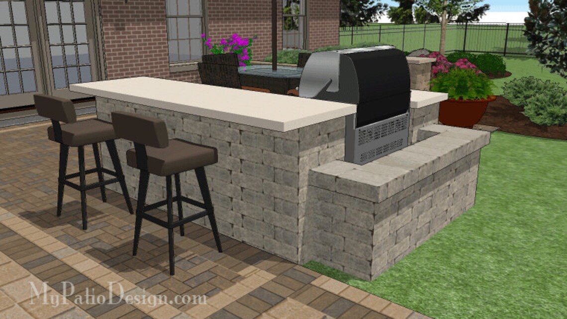 DIY Outdoor Grill Station With Bar Plan for 36 Grills Etsy