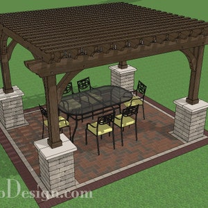 DIY 12&#39; x 14&#39; Pergola with Columns Plan